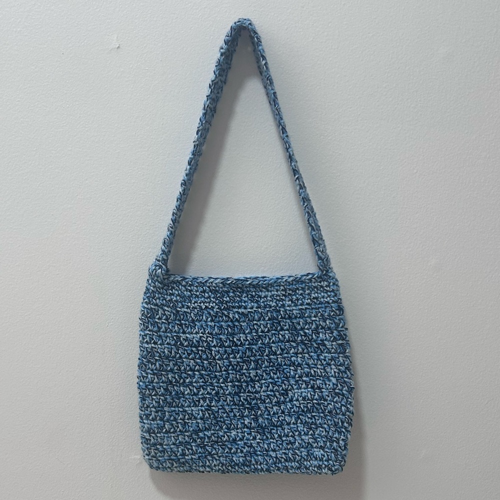 Crochet blue and black shoulder bag